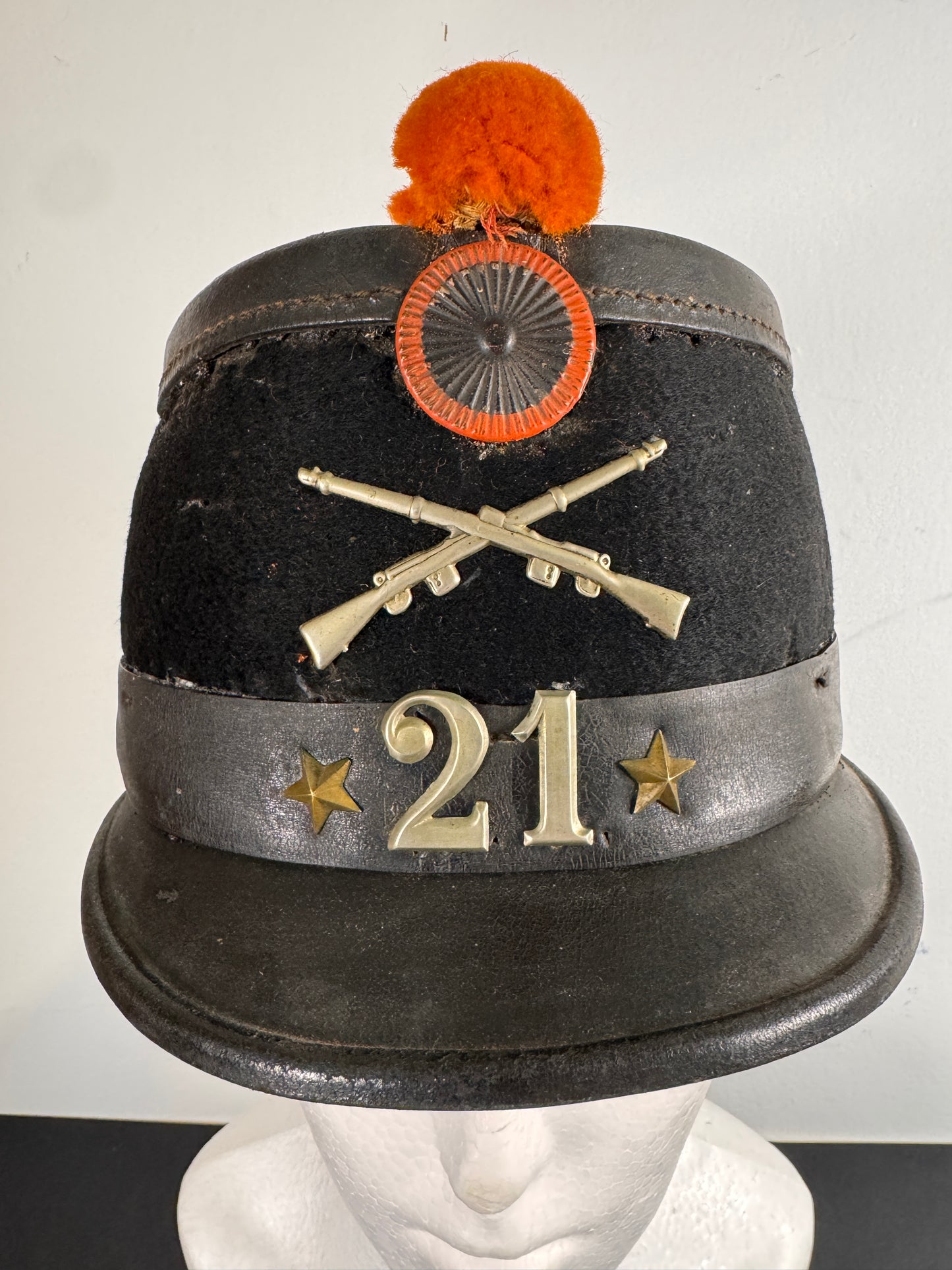 Photo 2 of Antique 19th Century Swiss Infantry Shako - 21st Infantry Regiment - collectible militaria item