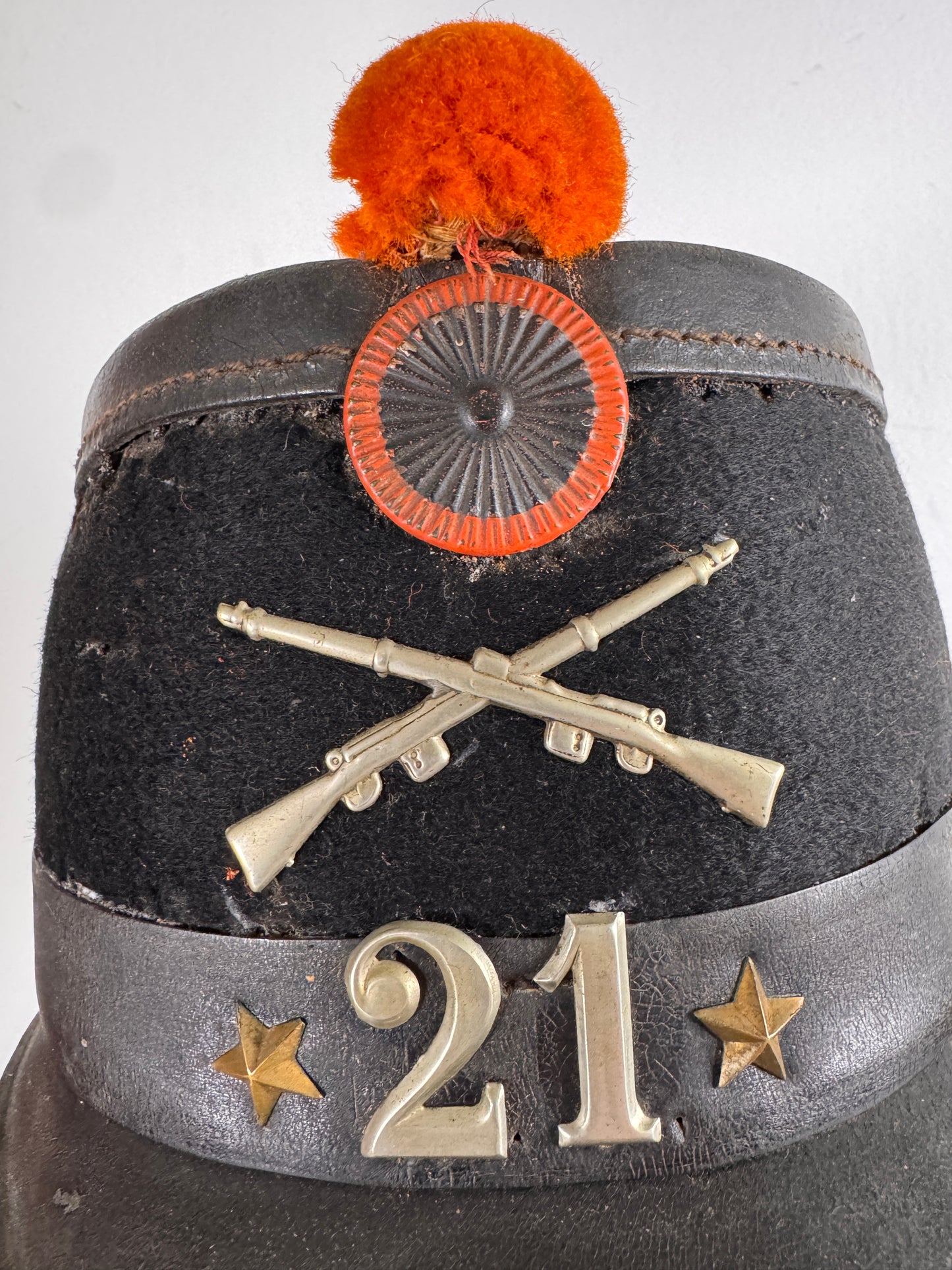 Photo 3 of Antique 19th Century Swiss Infantry Shako - 21st Infantry Regiment - collectible militaria item