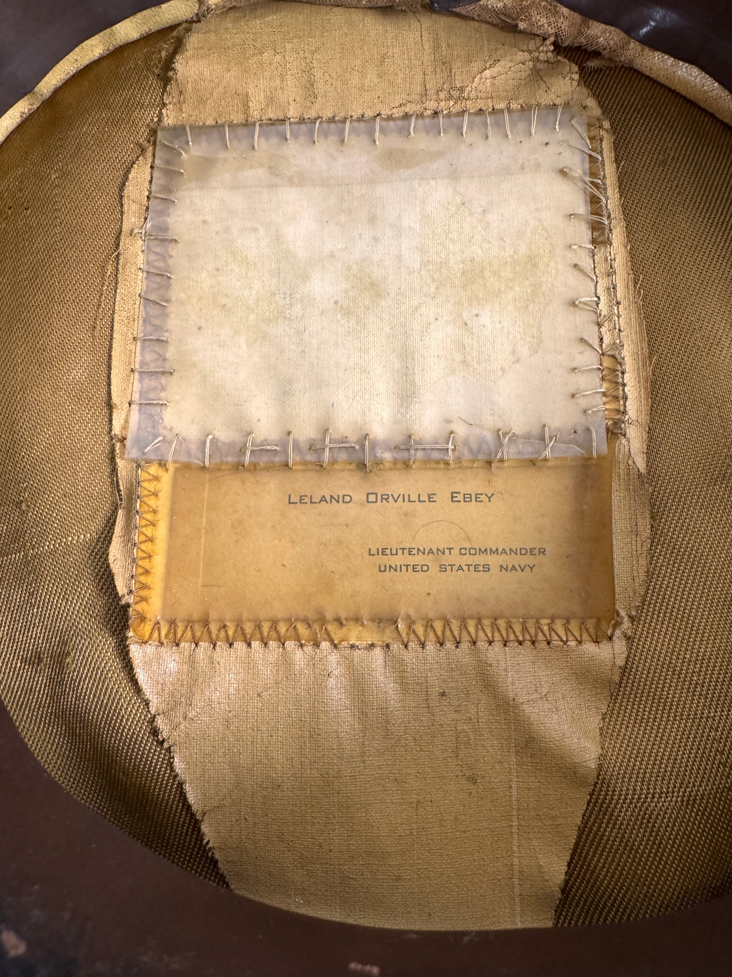 Photo 10 of WWII U.S. Navy Officer’s Khaki Combination Cap - Named - collectible militaria item