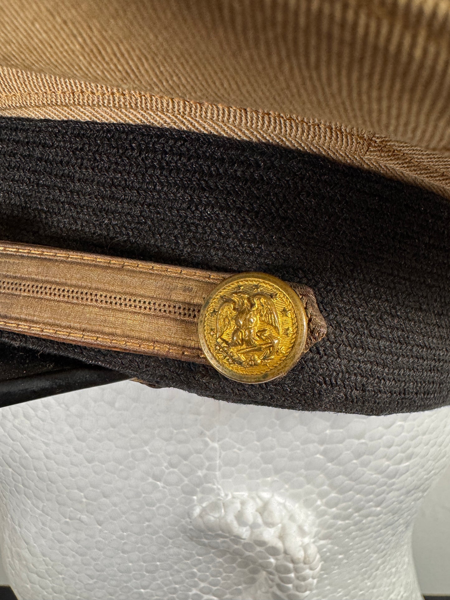 Photo 5 of WWII U.S. Navy Officer’s Khaki Combination Cap - Named - collectible militaria item