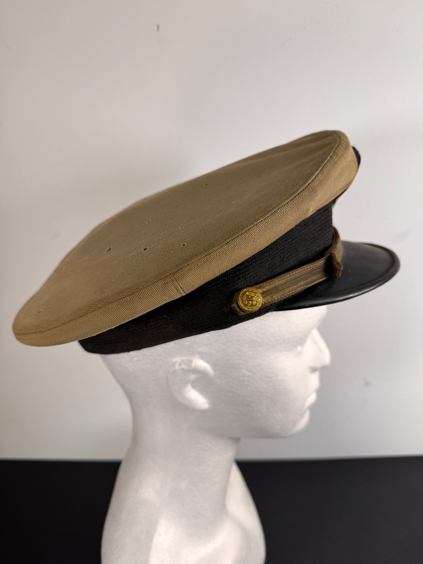 Photo 8 of WWII U.S. Navy Officer’s Khaki Combination Cap - Named - collectible militaria item