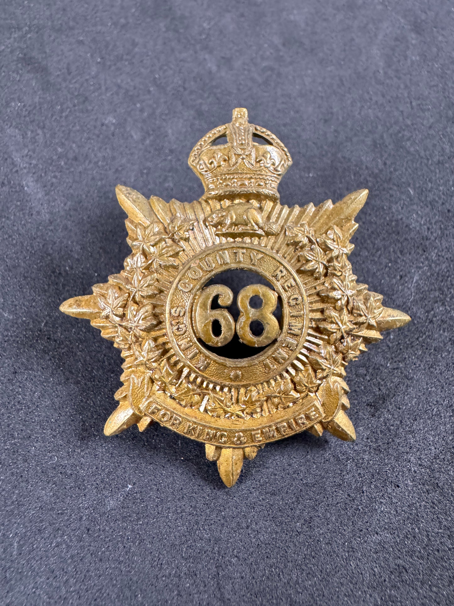 Photo 1 of WW1 Canadian Army 68th King's County Regiment Cap Badge - collectible militaria item