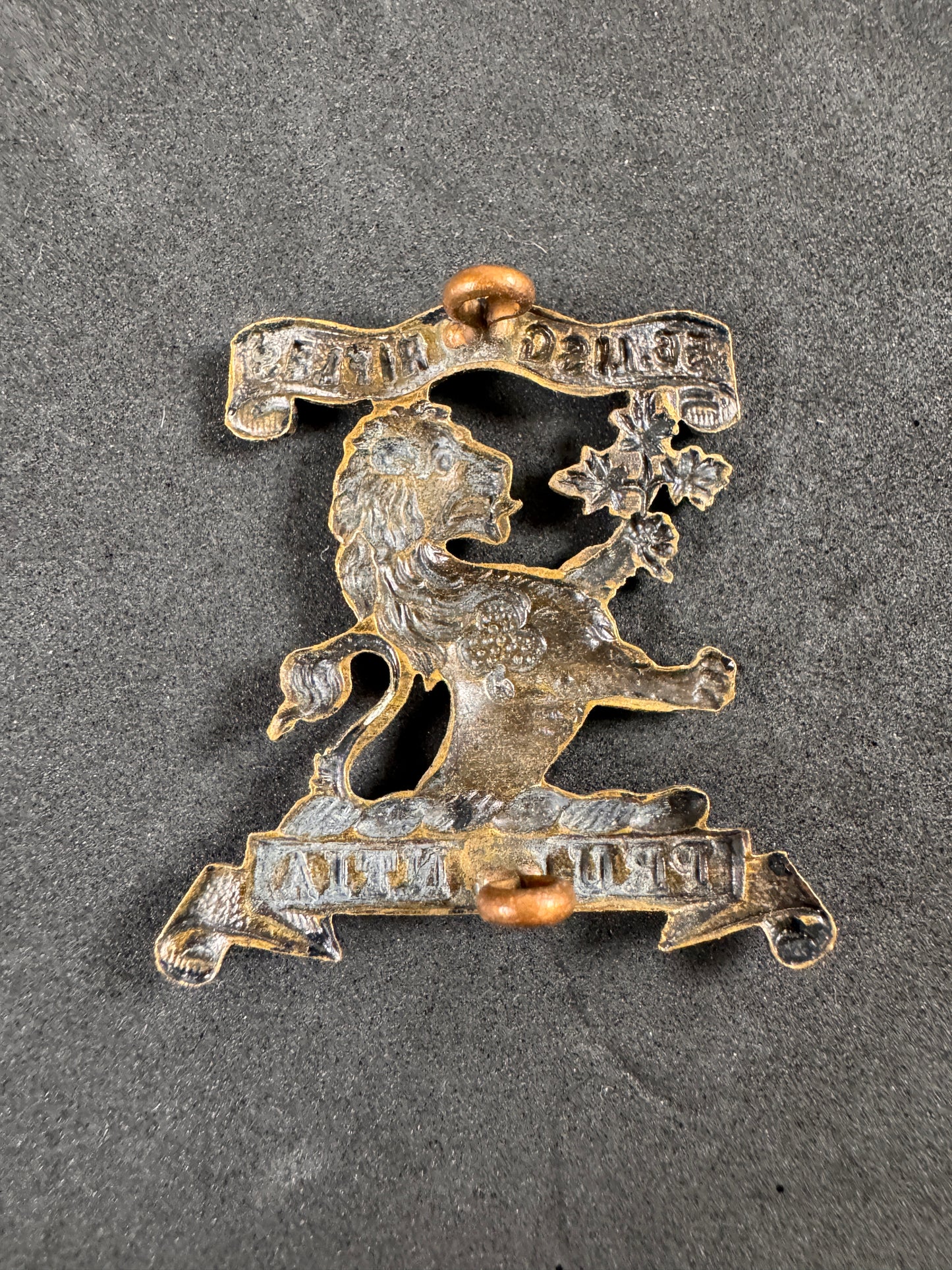 Photo 2 of WWI Canadian Army 56th Lisgar Rifles Cap Badge - collectible militaria item