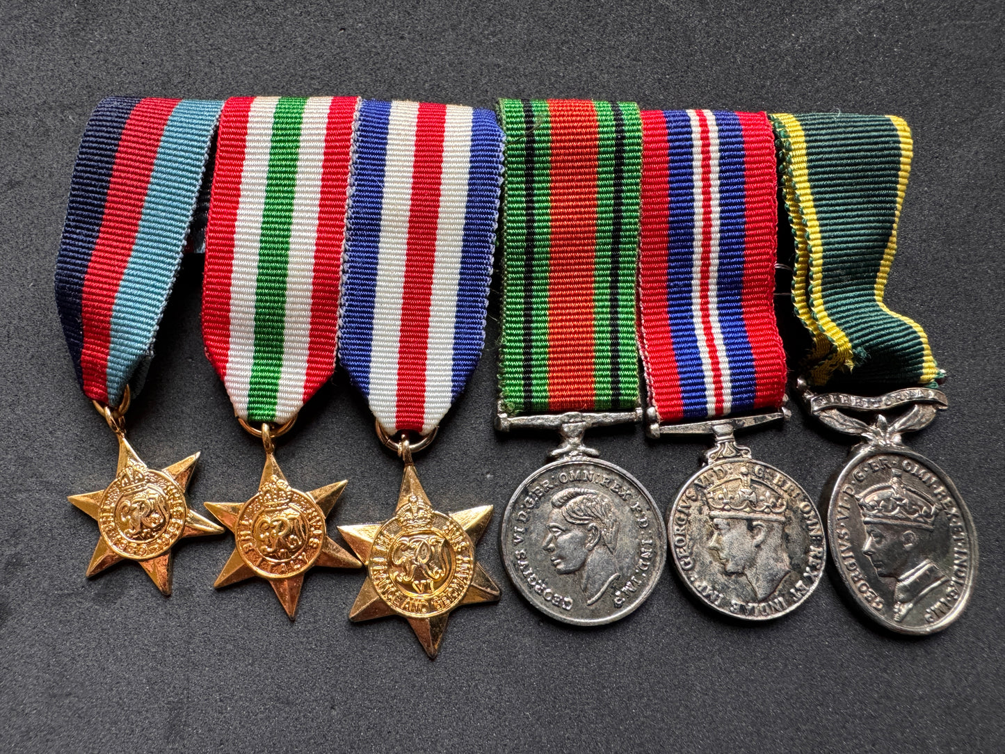 Photo 1 of WW2 British Campaign (Italy, France & Germany) Miniature Medals Stars - collectible militaria item