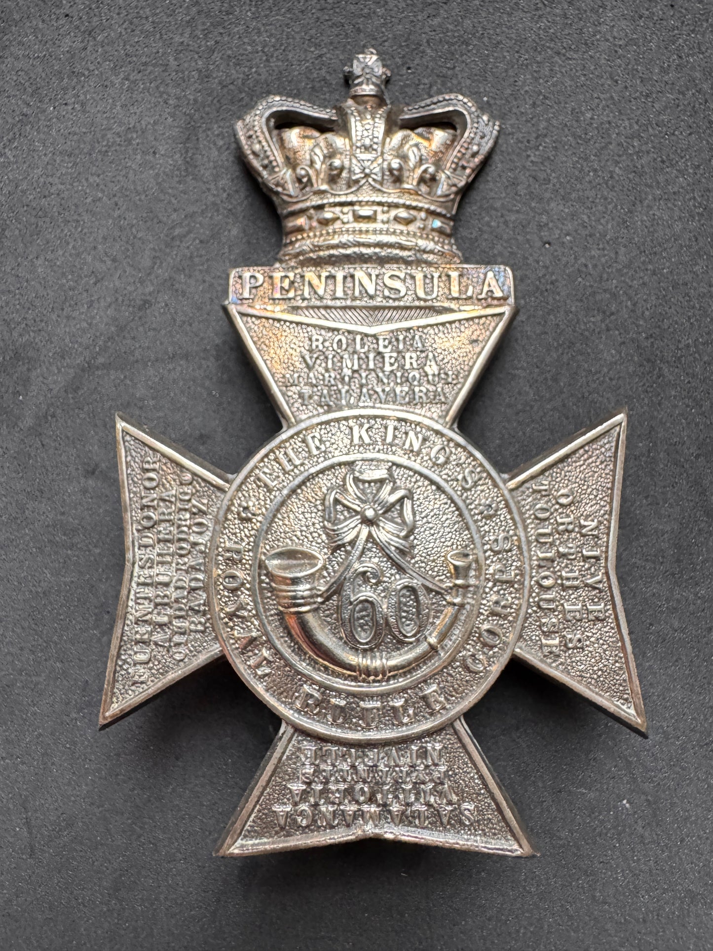 Photo 1 of Victorian 60th Regiment of Foot (King’s Royal Rifle Corps) Officer’s Helmet Plate - collectible militaria ite