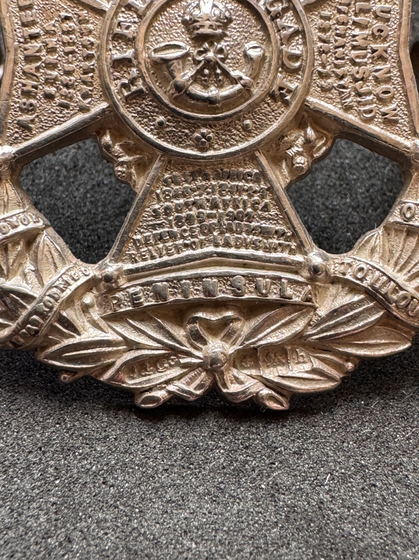 Photo 2 of British Army Rifle Brigade Officer's Cap Badge 1907 J&Co - collectible militaria item