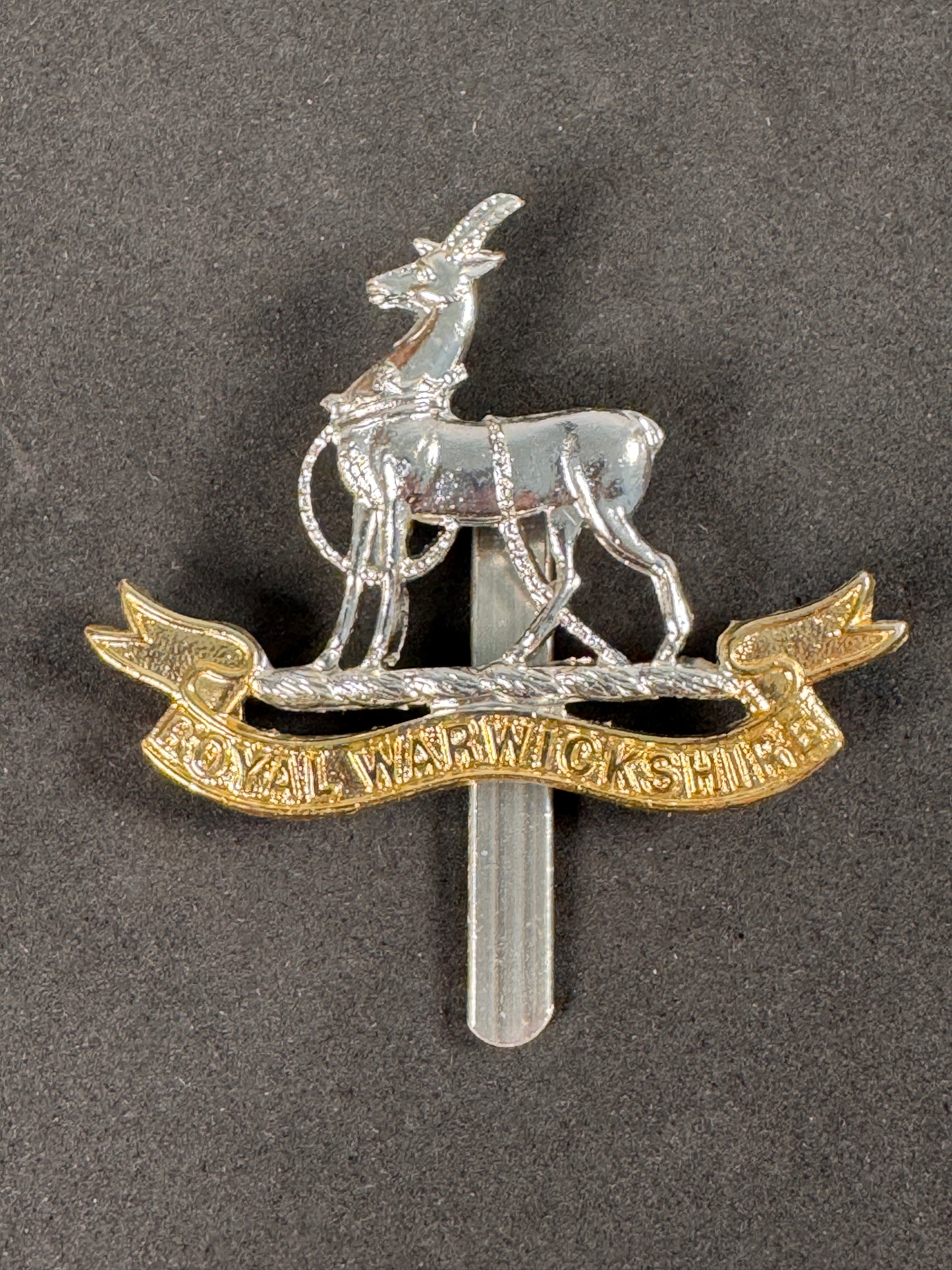 Photo 1 of Royal Warwickshire Regiment Anodised (Staybrite) Cap Badge - Post WW2 - collectible militaria item