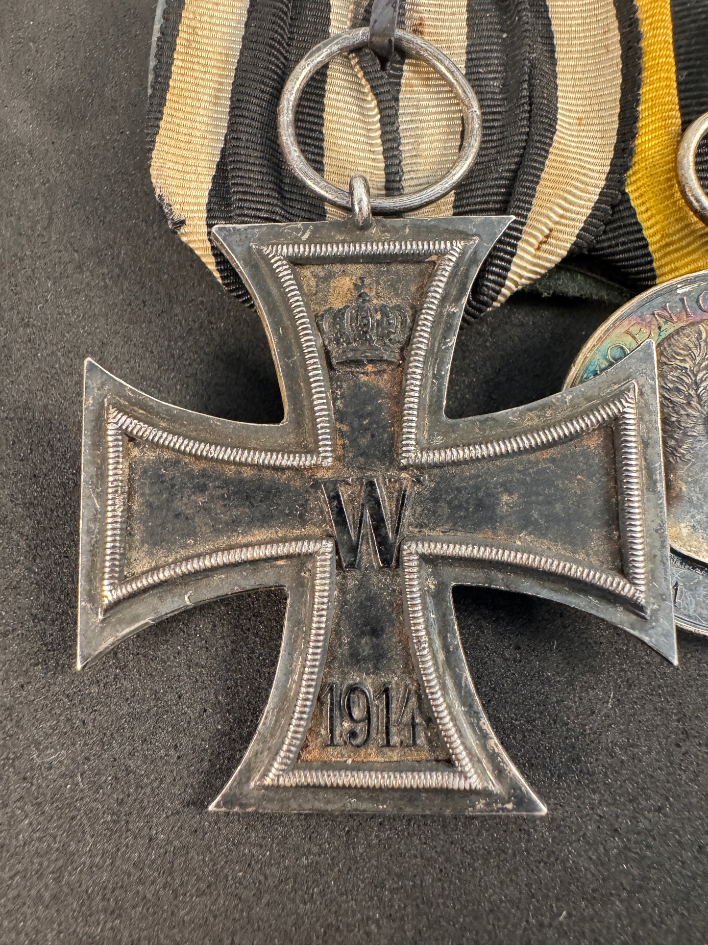 Photo 2 of German WW1 medal bar - Iron Cross, Wurttemburg, Austria - collectible militaria item