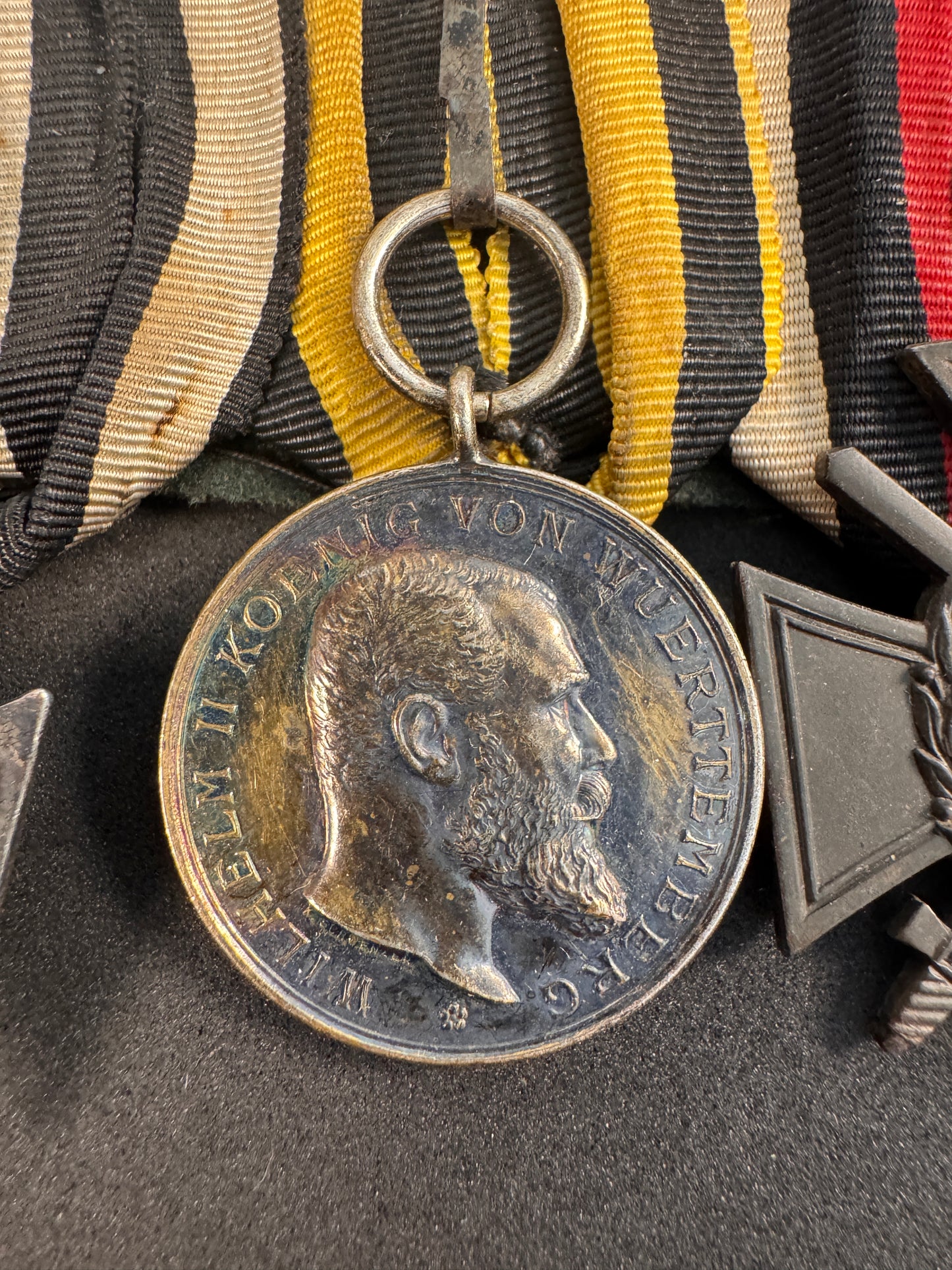 Photo 3 of German WW1 medal bar - Iron Cross, Wurttemburg, Austria - collectible militaria item