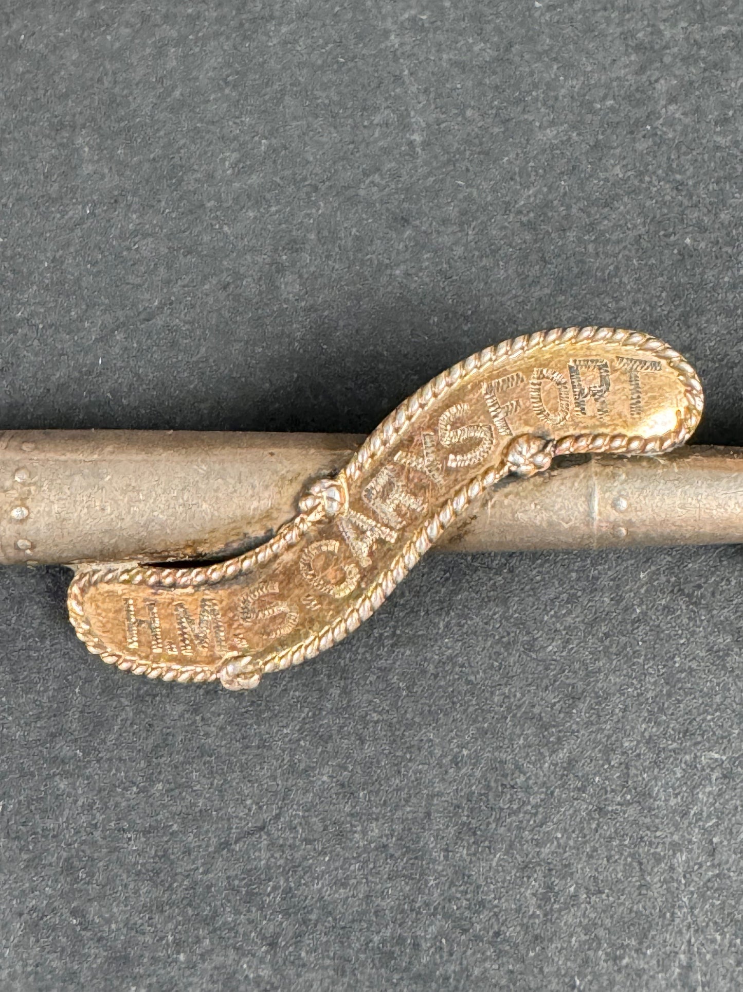 Photo 2 of WW1 Royal Navy H.M.S. Carysfort Silver Torpedo Sweetheart Badge - collectible militaria item
