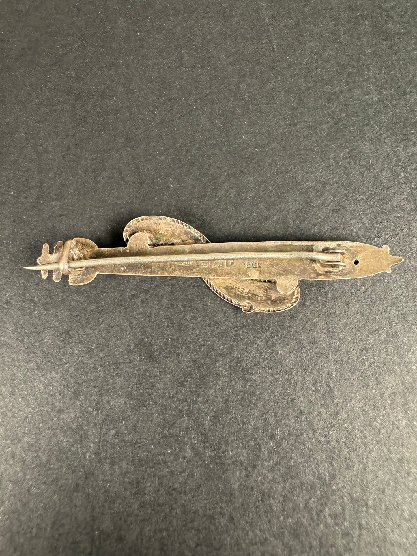 Photo 3 of WW1 Royal Navy H.M.S. Carysfort Silver Torpedo Sweetheart Badge - collectible militaria item