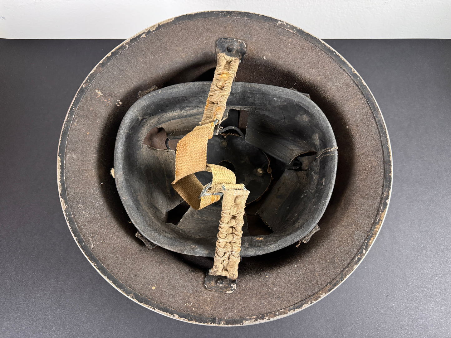 Photo 6 of Original WWII British MkII Steel Helmet - Textured Finish, Complete with Chinstrap - collectible militaria it