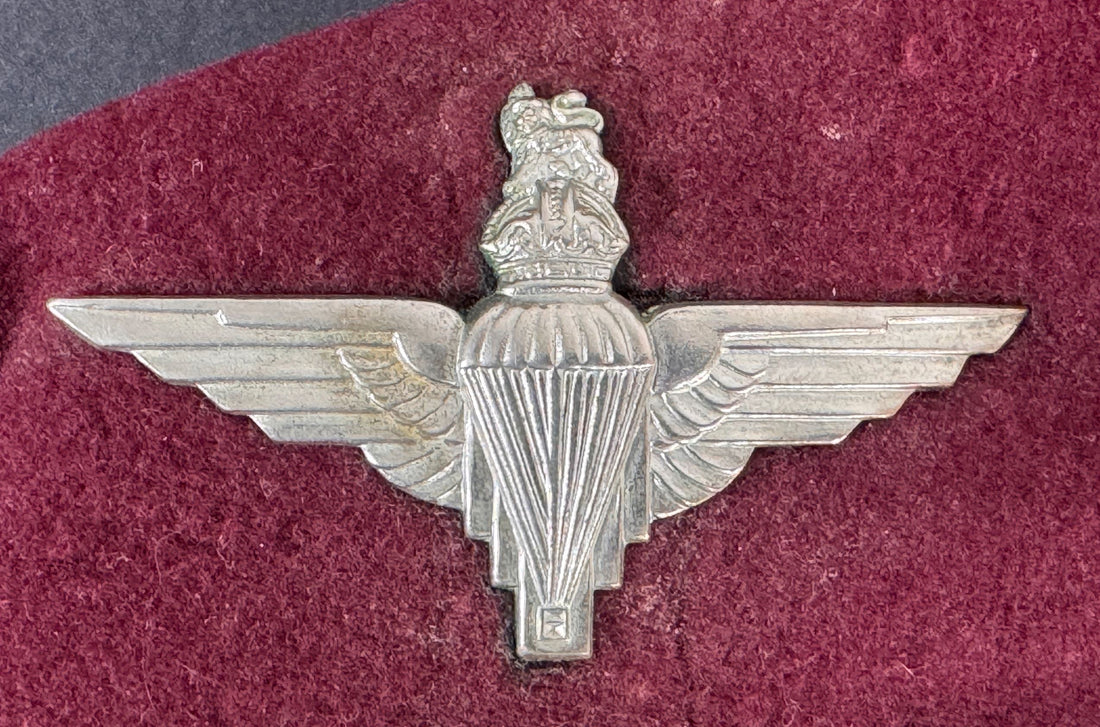 world war two parachute regiment beret badge on maroon beret