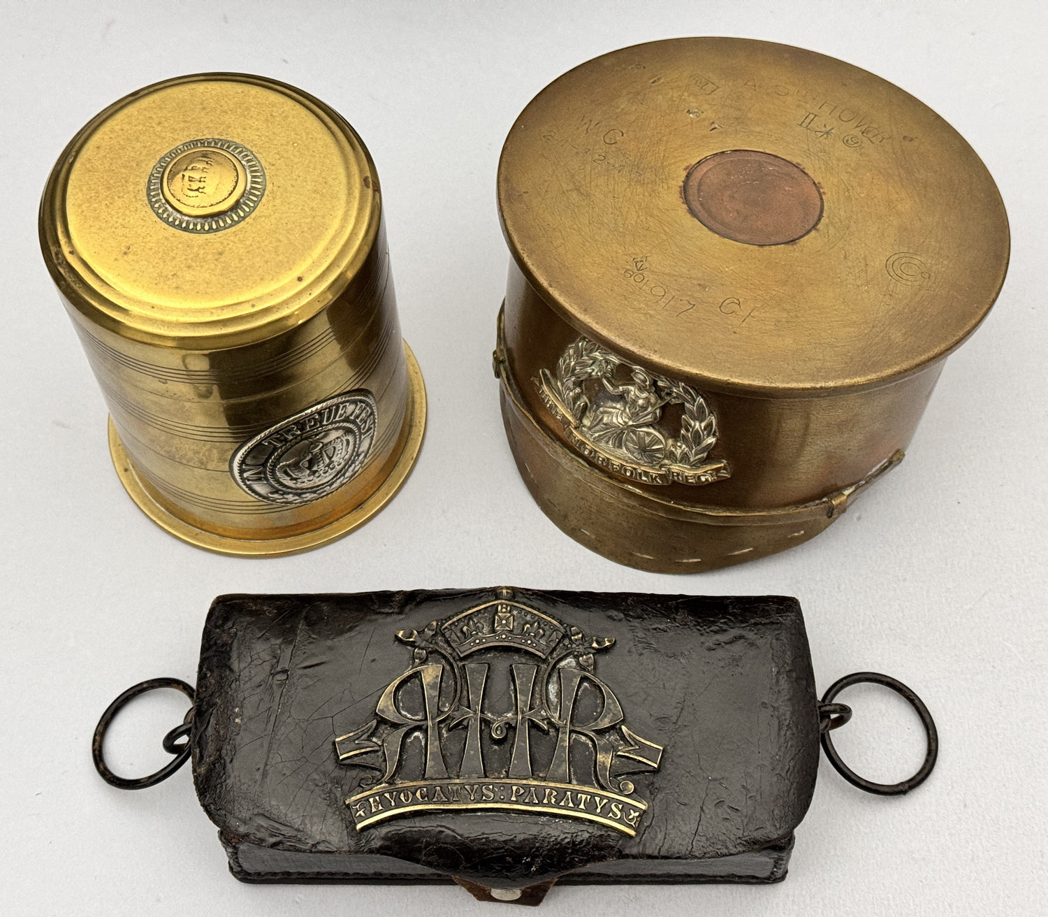 Specialist collectible militaria items such as trench art and a officer's cartridge pouch of the Robin Hood Rifles.
