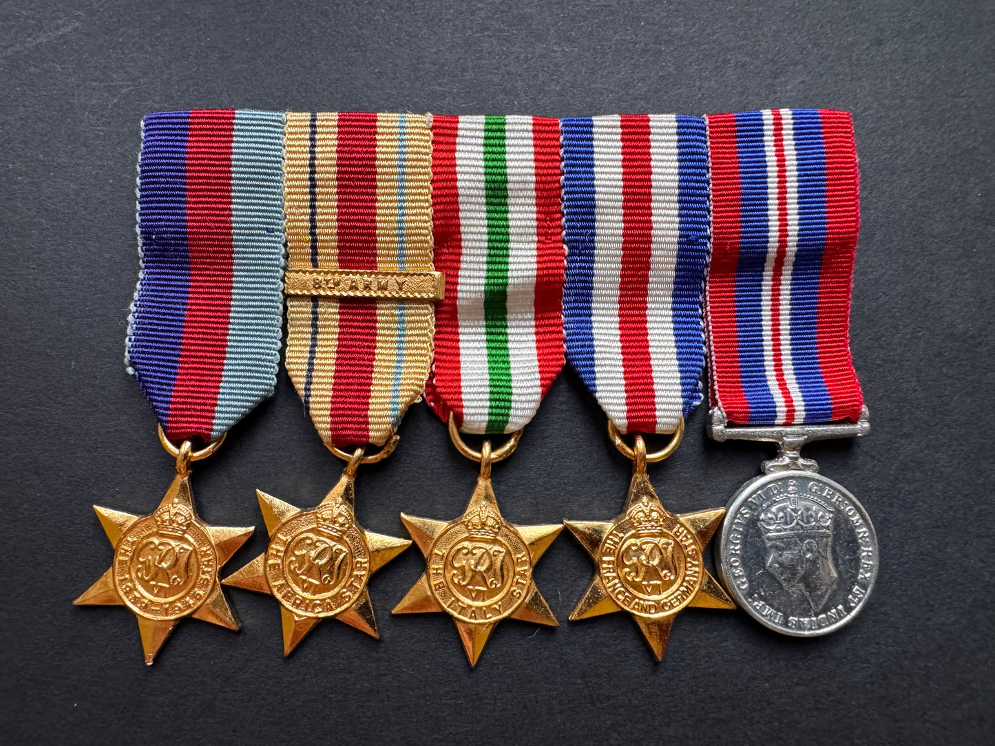 Photo 1 of WW2 British 8th Army Africa, Italy, France & German Campaigns Miniature Medals - collectible militaria item