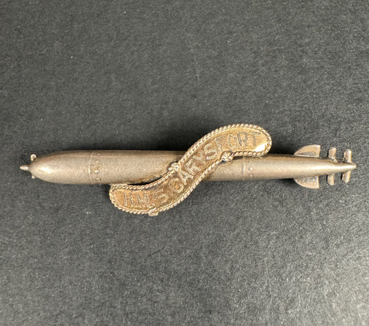 Photo 1 of WW1 Royal Navy H.M.S. Carysfort Silver Torpedo Sweetheart Badge - collectible militaria item