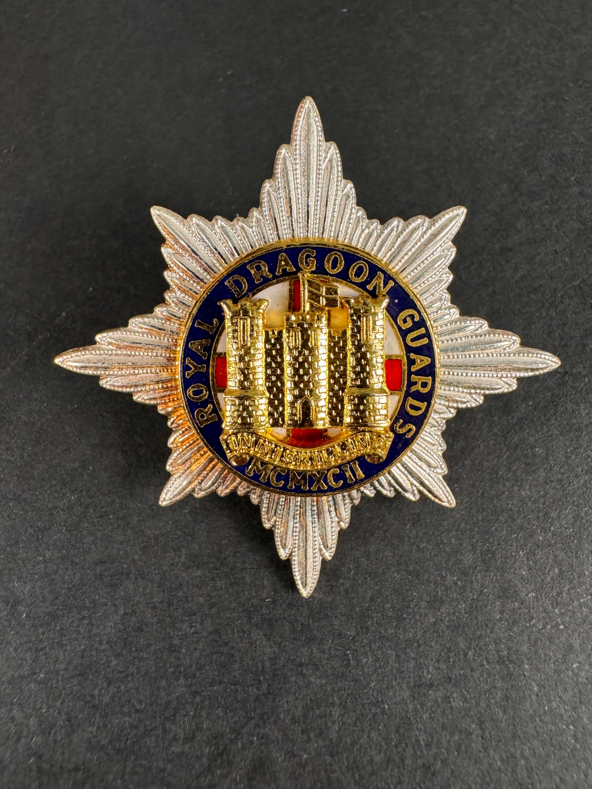 Photo 1 of British Army Royal Dragoon Guards Cavalry Officer's Cap Badge - collectible militaria item