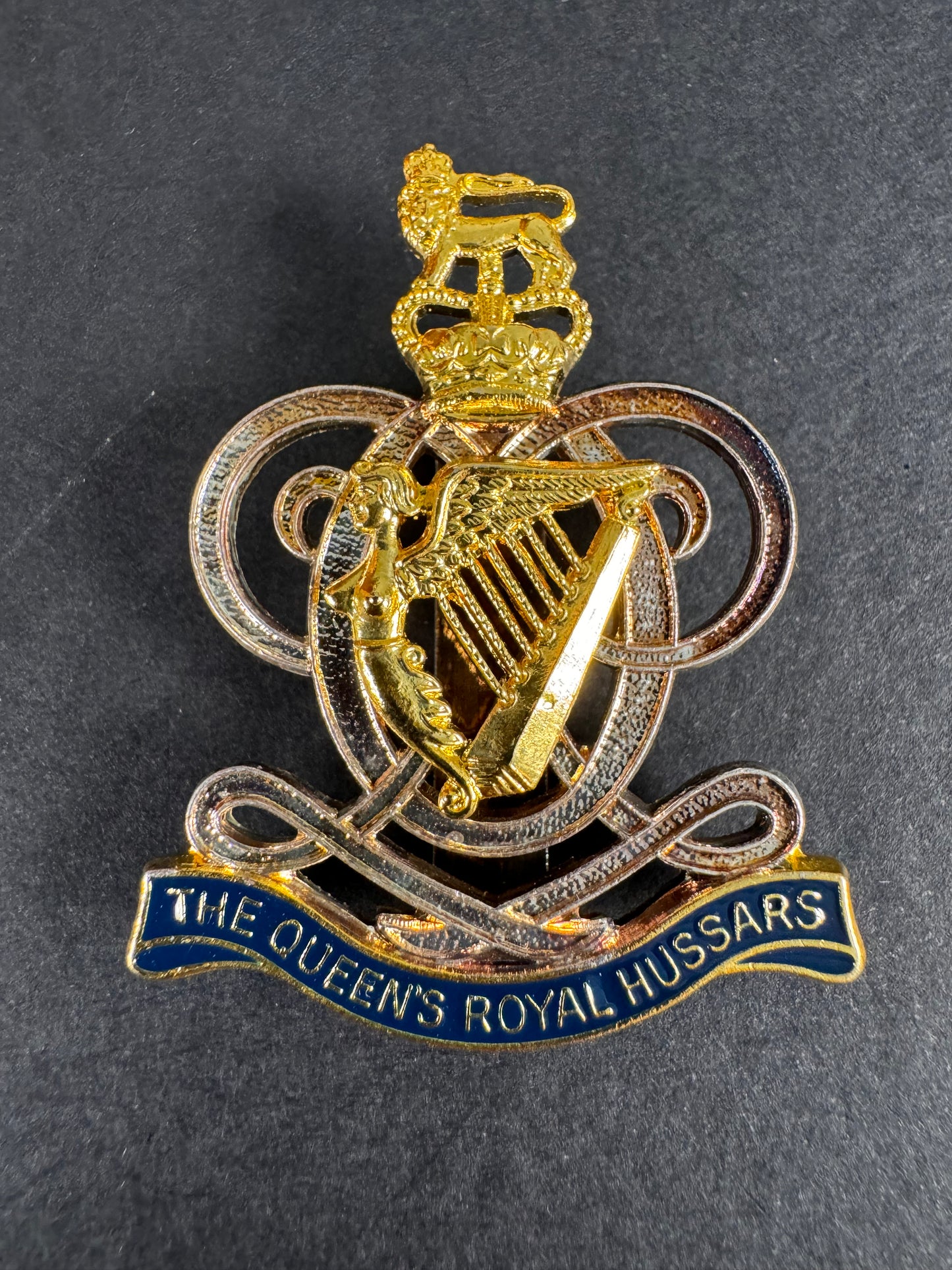 Photo 1 of British Army Queen’s Royal Hussars Cavalry Cap Badge - collectible militaria item