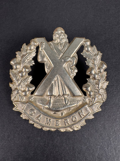 Photo 1 of WW2 British Army Queen's Own Cameron Highlanders Glengarry Cap Badge - collectible militaria item