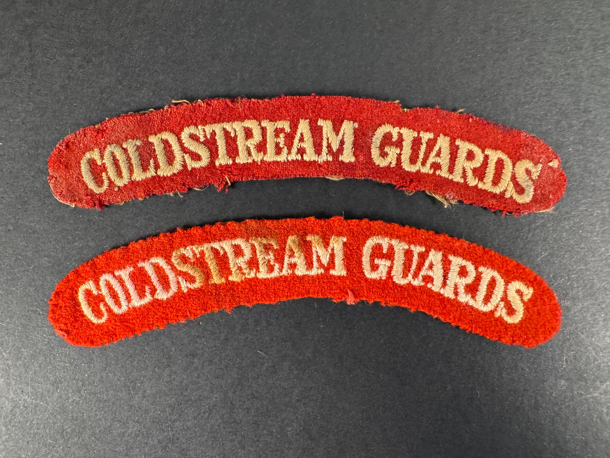 Photo 1 of WW2 British Army Coldstream Guards Uniform Shoulder Titles - collectible militaria item