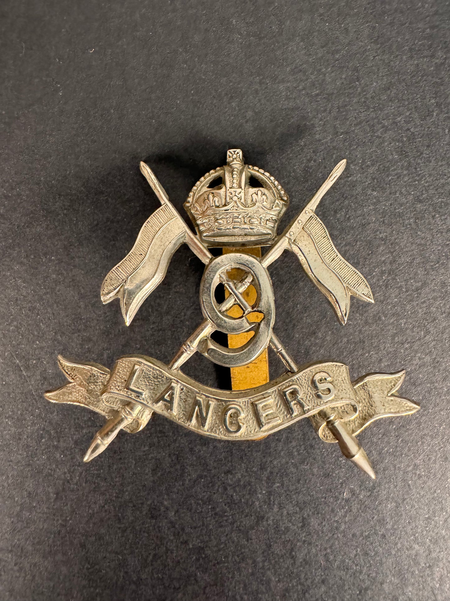 Photo 1 of WW1 British Army 9th Queen’s Royal Lancers Cavalry Cap Badge - collectible militaria item