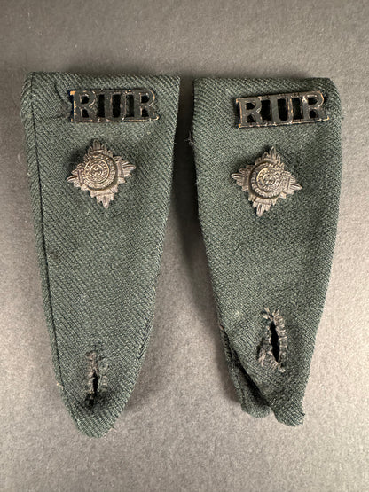 Photo 1 of WW2 British Army Royal Ulster Rifles Officer's Shoulder Rank Slide Epaulettes - collectible militaria item