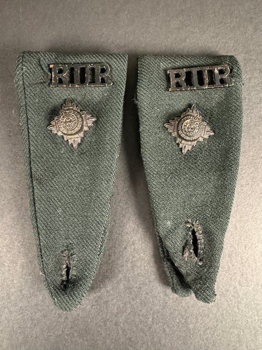 Photo 1 of WW2 British Army Royal Ulster Rifles Officer's Shoulder Rank Slide Epaulettes - collectible militaria item