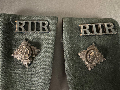 Photo 2 of WW2 British Army Royal Ulster Rifles Officer's Shoulder Rank Slide Epaulettes - collectible militaria item