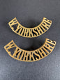 Photo 1 of WW1 British Army West Yorkshire Regiment Uniform Shoulder Title Badges - collectible militaria item