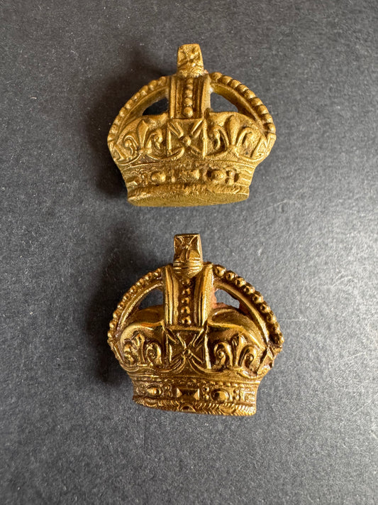 Photo 1 of WW2 British Army Overseas Officer’s Rank Crown Badges - collectible militaria item