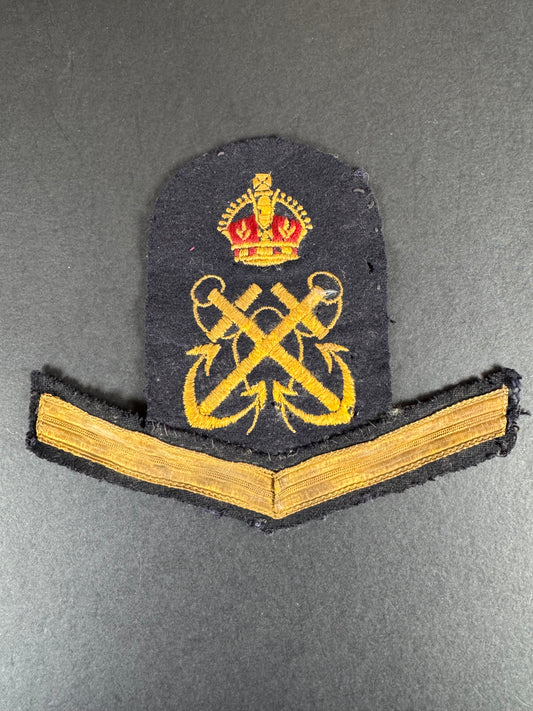 Photo 1 of WW2 British Royal Navy Petty Officer’s Sleeve Badge with Good Conduct Stripe - collectible militaria item