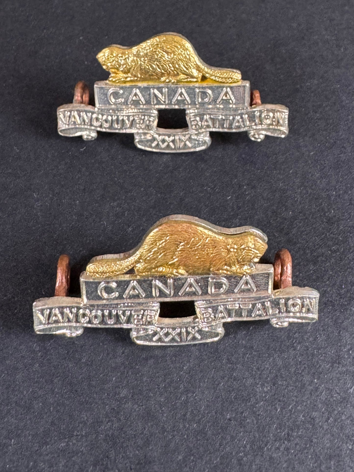 Photo 1 of WW2 Canadian Army 29th Vancouver Battalion Uniform Collar Badges - collectible militaria item