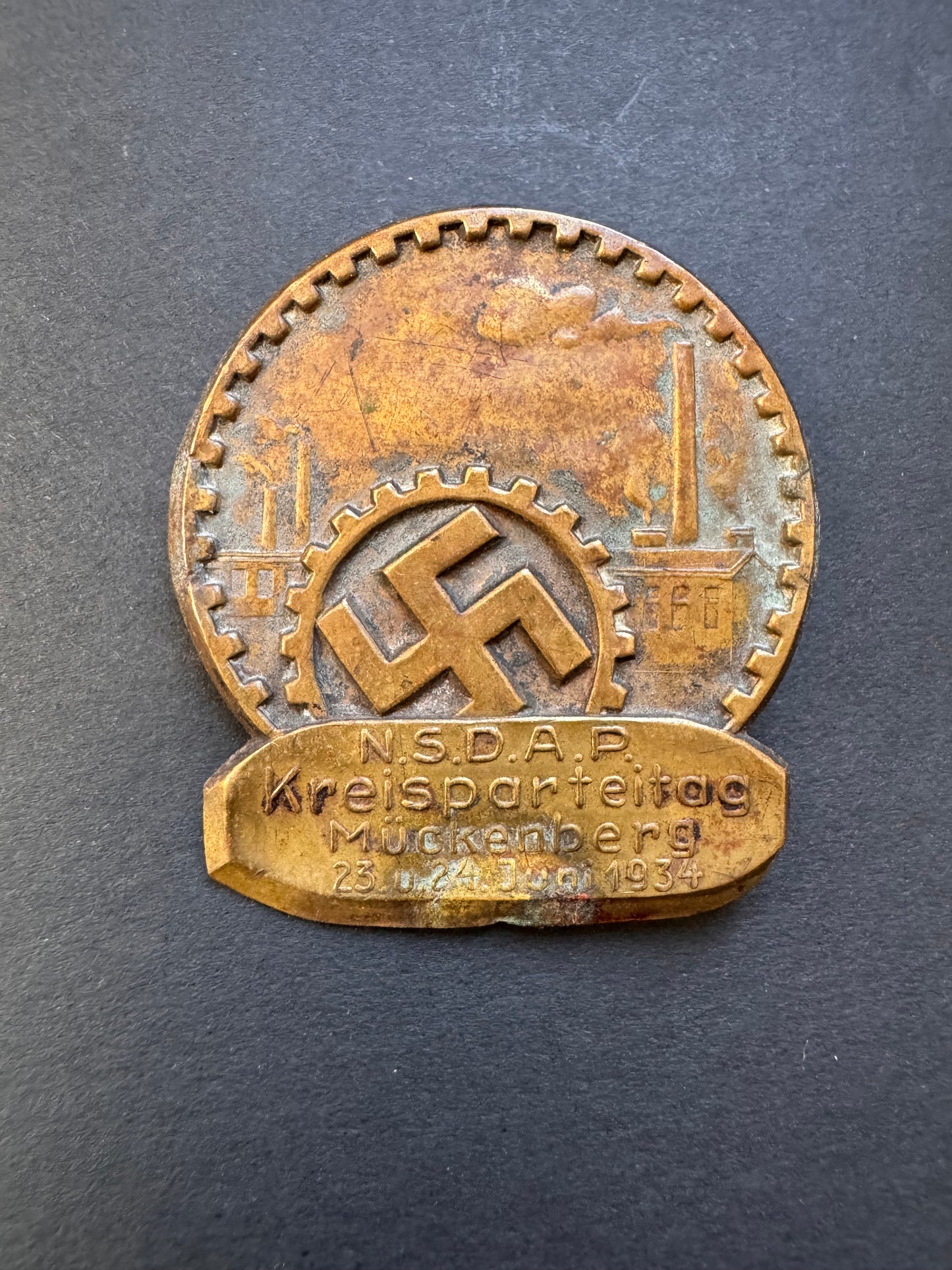 Photo 2 of NSDAP Kreisparteitag Muckenberg 1934 Event Tinnie - collectible militaria item