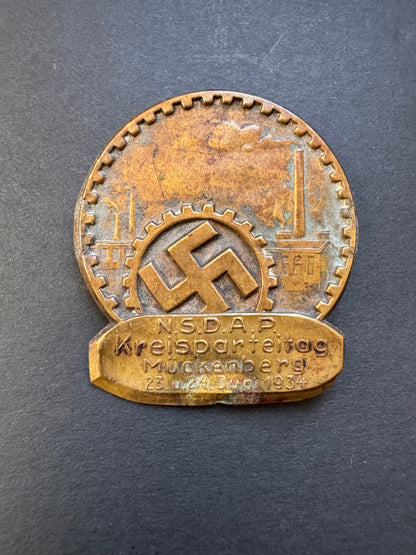 Photo 2 of NSDAP Kreisparteitag Muckenberg 1934 Event Tinnie - collectible militaria item