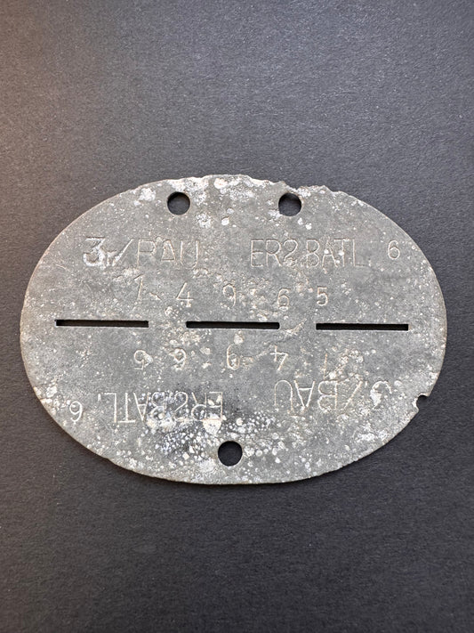 Photo 1 of WW2 German Army Engineers Dog Tag ID Disc 3.BAU.ERS.BATL.6 - collectible militaria item