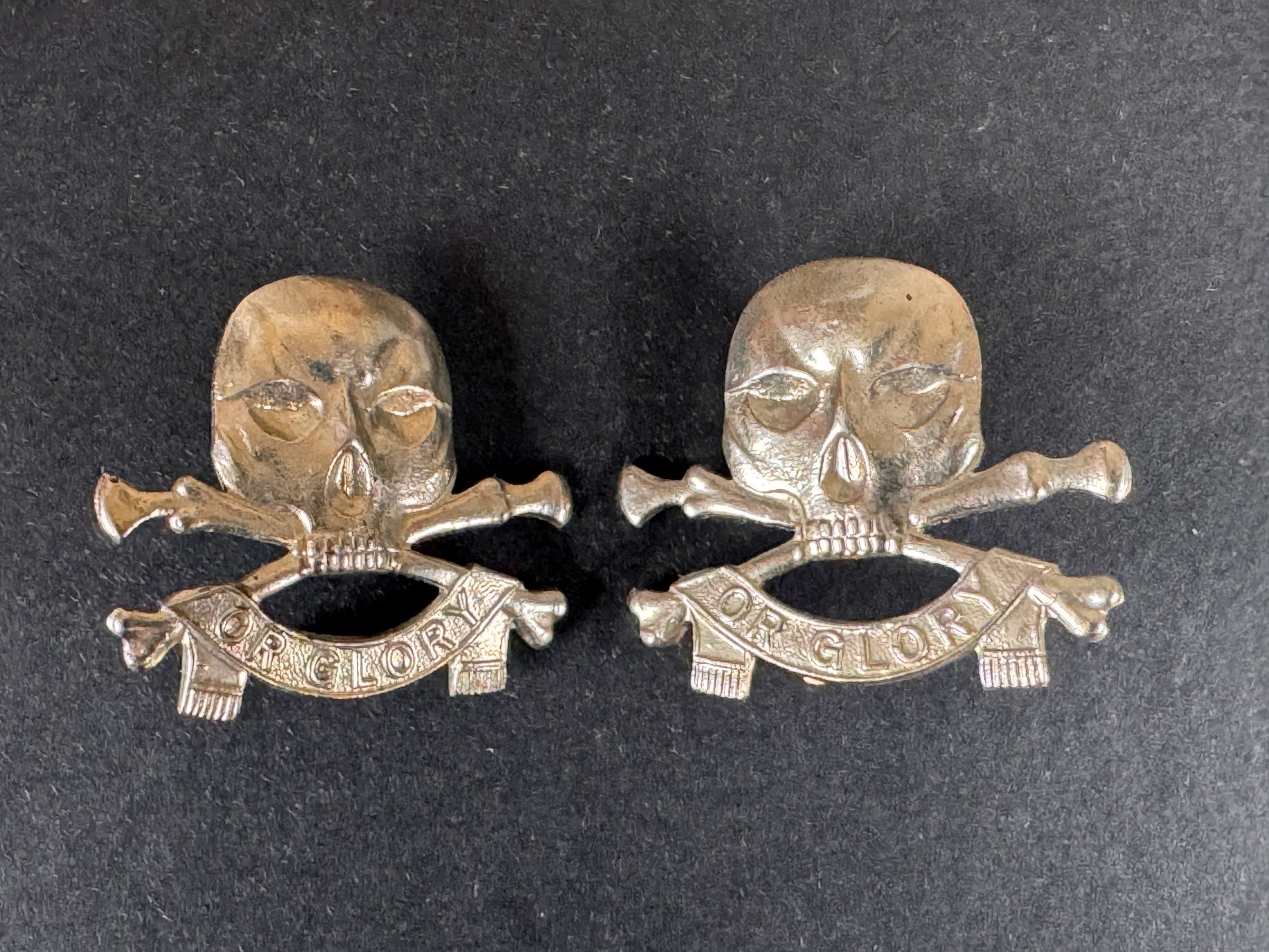 Photo 1 of WW2 British Army 17th / 21st Lancers Uniform Collar Badges - collectible militaria item