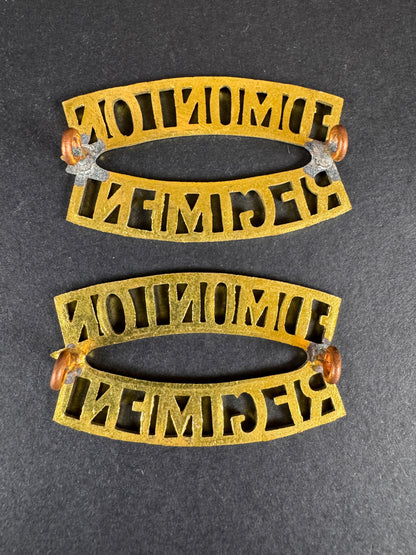 Photo 2 of WW2 Canadian Army Edmonton Regiment Uniform Shoulder Titles - collectible militaria item