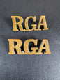 Photo 1 of WW1 British Army Royal Garrison Artillery Uniform Shoulder Title Badges - collectible militaria item