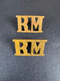 Photo 1 of WW1 British Army Royal Marines Uniform Shoulder Titles RM - collectible militaria item