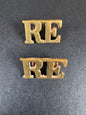 Photo 1 of WW2 British Army Royal Engineers Uniform Shoulder Titles RE - collectible militaria item