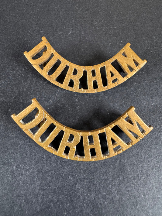 Photo 1 of WW1 British Army Durham Light Infantry Uniform Shoulder Titles - collectible militaria item