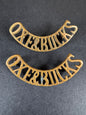Photo 1 of WW1 British Army Oxfordshire & Buckinghamshire Regiment Uniform Shoulder Titles - collectible militaria item