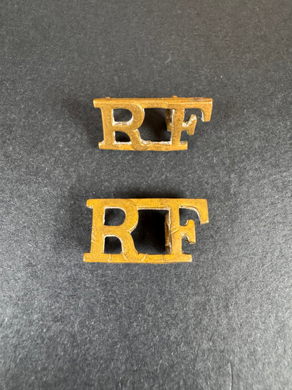 Photo 1 of WW1 British Army Royal Fusiliers Uniform Shoulder Titles - collectible militaria item