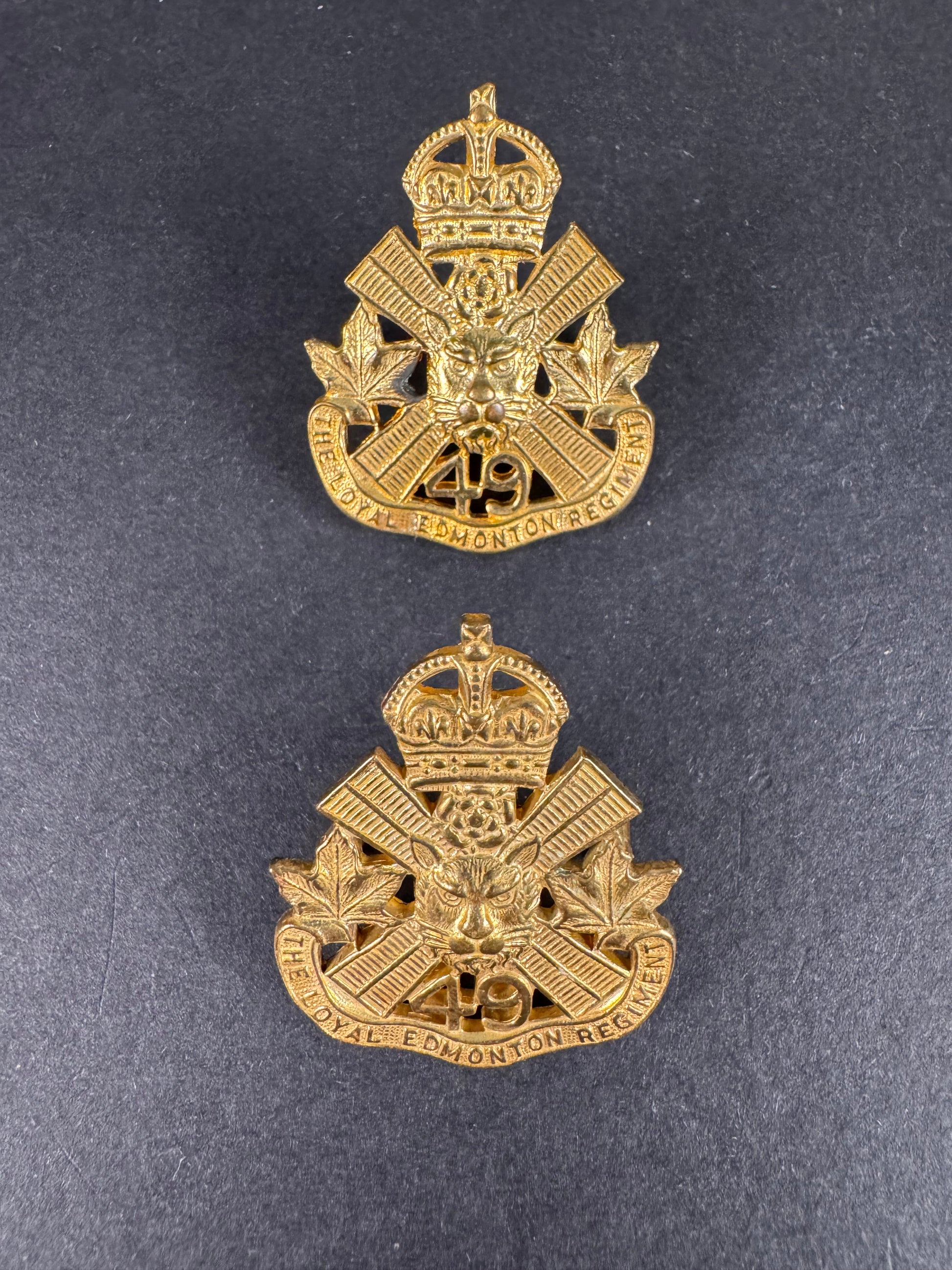 Photo 1 of WW1 Canadian Army 49th Loyal Edmonton Regiment CEF Collar Badges - collectible militaria item