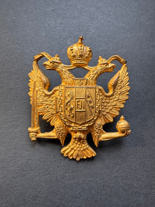 Photo 1 of WW1 Imperial Austrian Officer's Gilt Cap Badge FJI - collectible militaria item