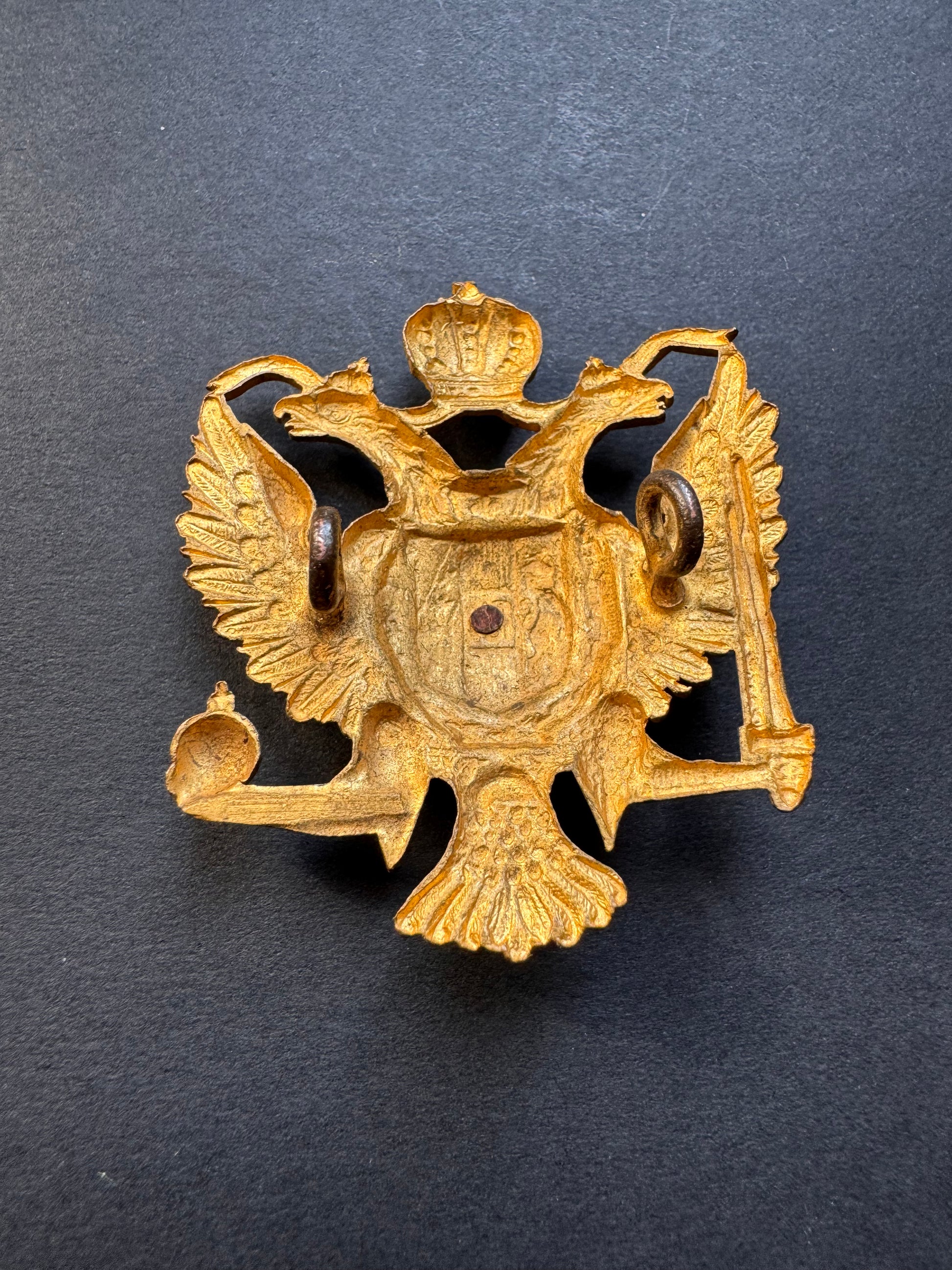 Photo 2 of WW1 Imperial Austrian Officer's Gilt Cap Badge FJI - collectible militaria item