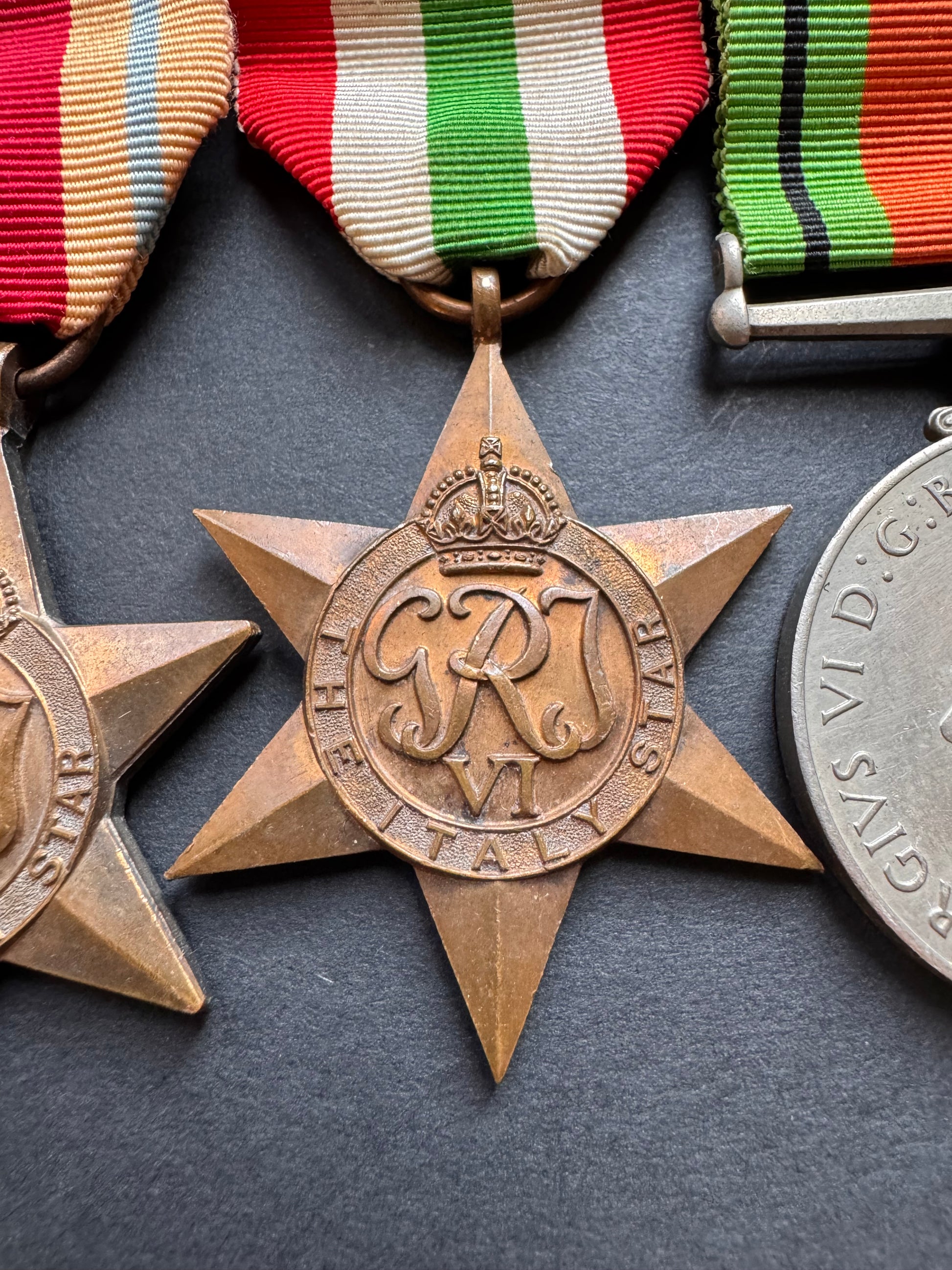 Photo 3 of WW2 British Africa & Italy Star Medal Bar Group with Oakleaf for Bravery - collectible militaria item