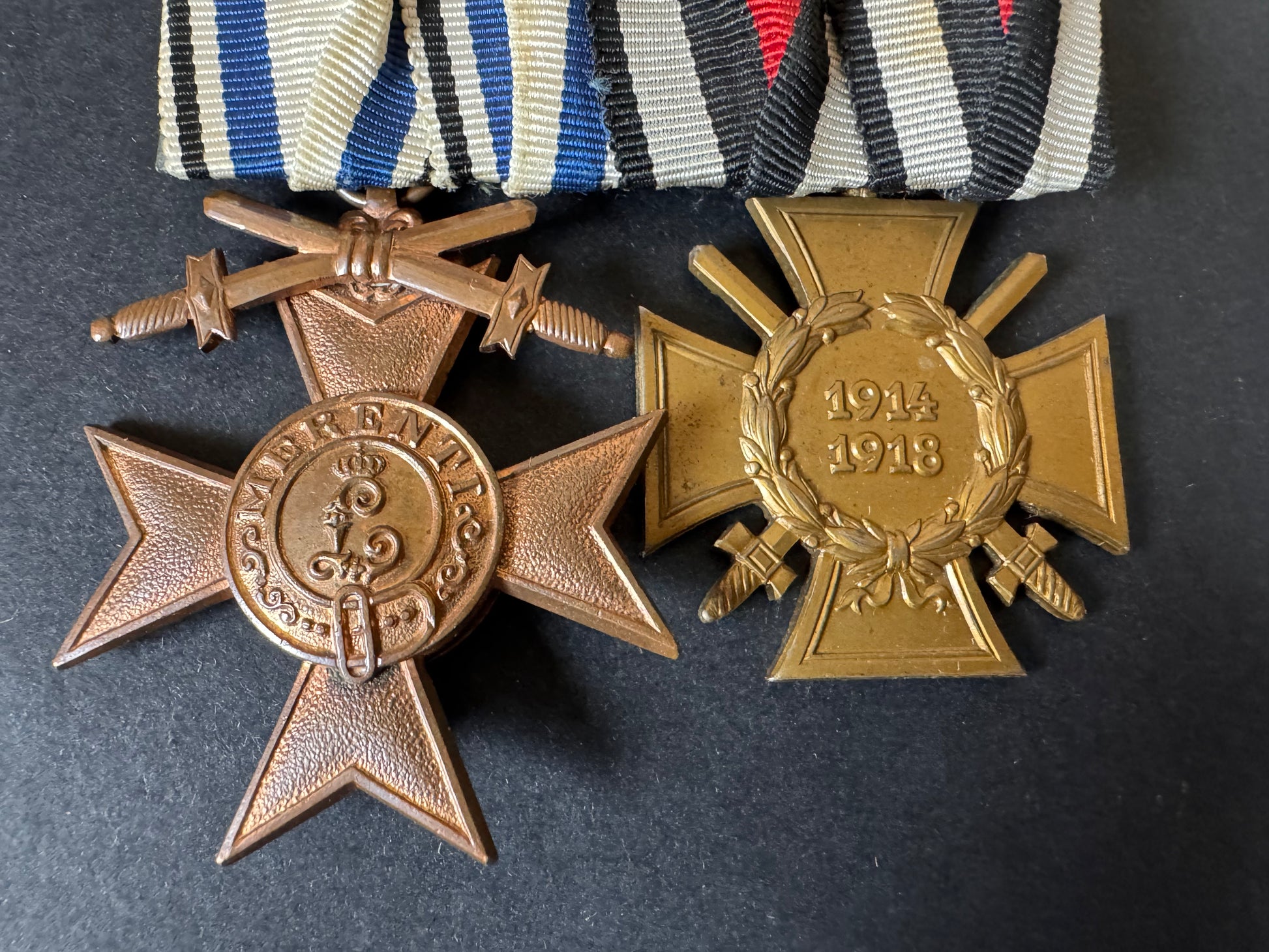 Photo 2 of WW1 German Bavarian Military Merit Cross 3rd Class Medal Pair - collectible militaria item