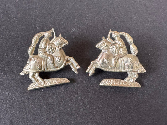 Photo 1 of WW2 British Army Fife & Forfar Yeomanry Cavalry Uniform Collar Badges - collectible militaria item