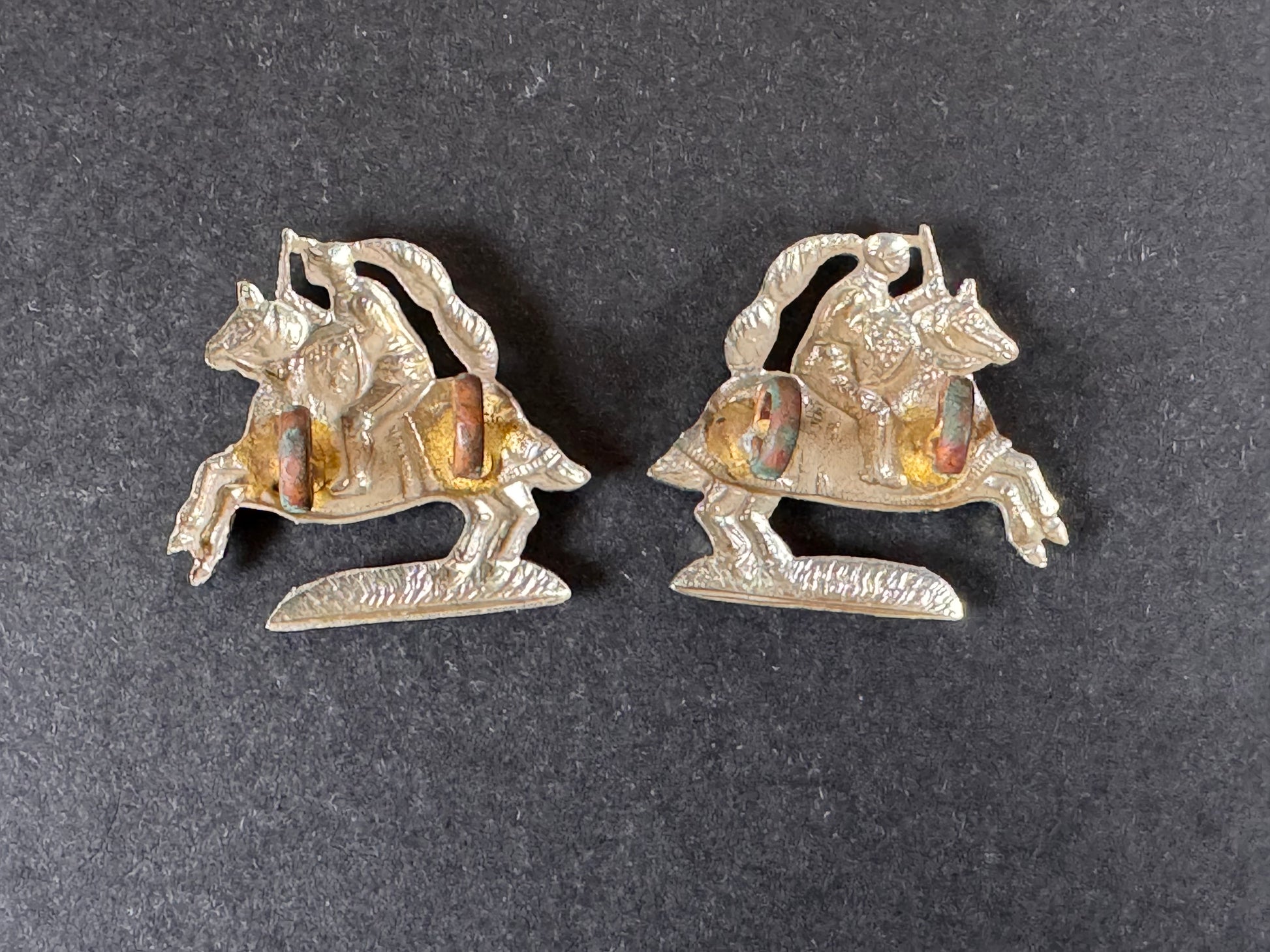 Photo 2 of WW2 British Army Fife & Forfar Yeomanry Cavalry Uniform Collar Badges - collectible militaria item